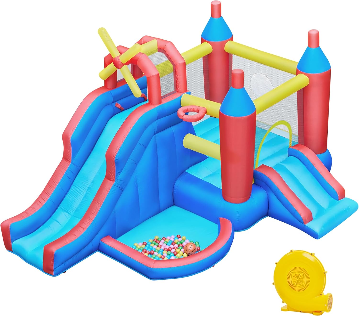 Yaheetech Inflatable Bounce House, 7-in-1 Bouncy Castle Combo w/Ball Pit & Bouncing Area & Slides - B0CXY1V97G