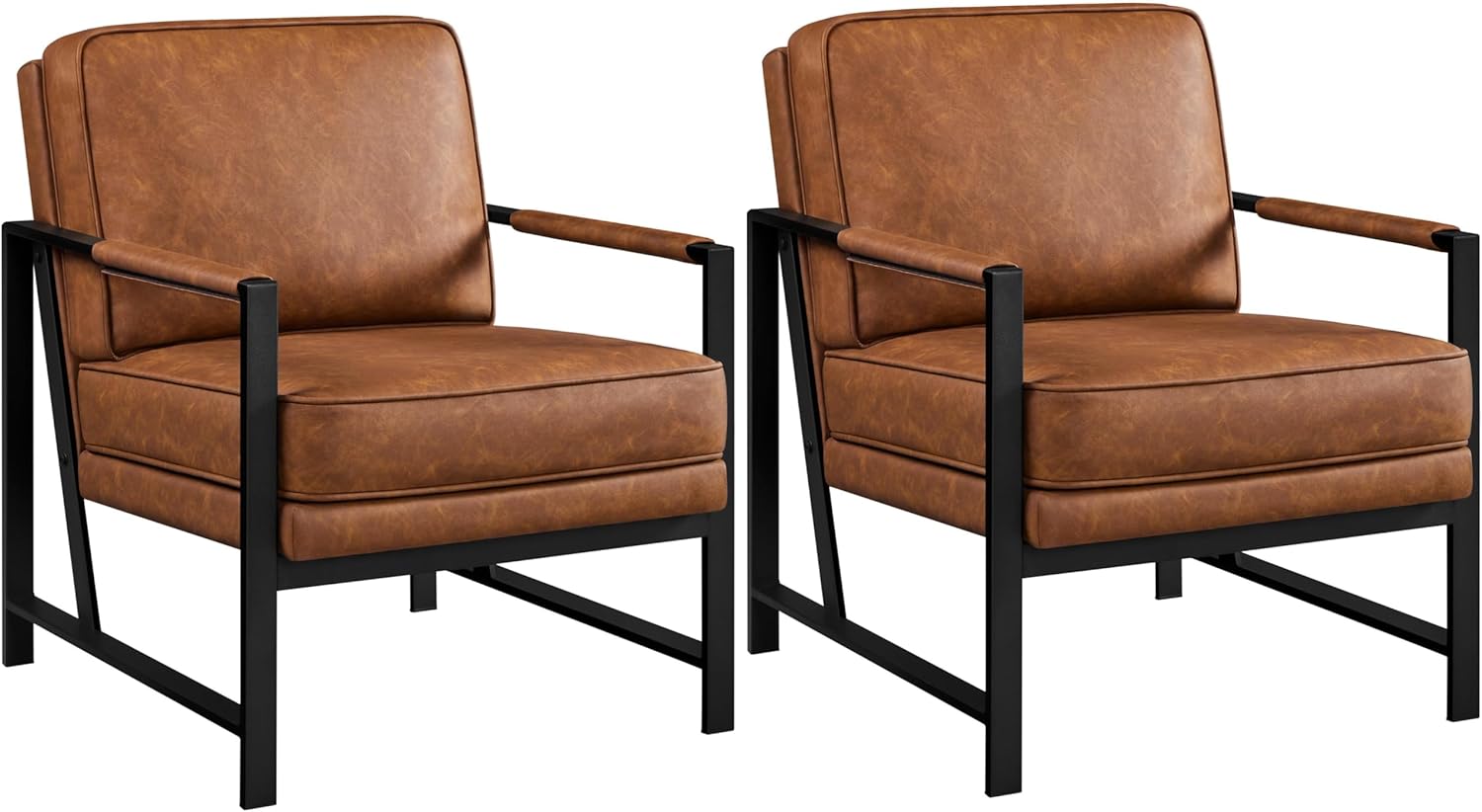 Yaheetech PU Leather Armchairs, Retro Leisure Accent Chair with Extra Soft Padded and Cushion, 105 - B0BVFNB6HP