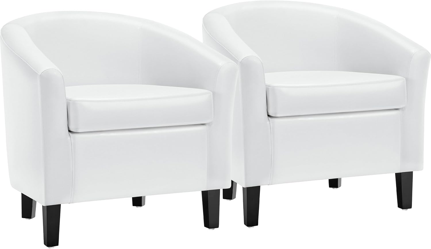 Yaheetech White Accent Chairs Set of 2, Faux Leather Barrel Chairs, Modern Living Room Chairs, - B0894T5V6L