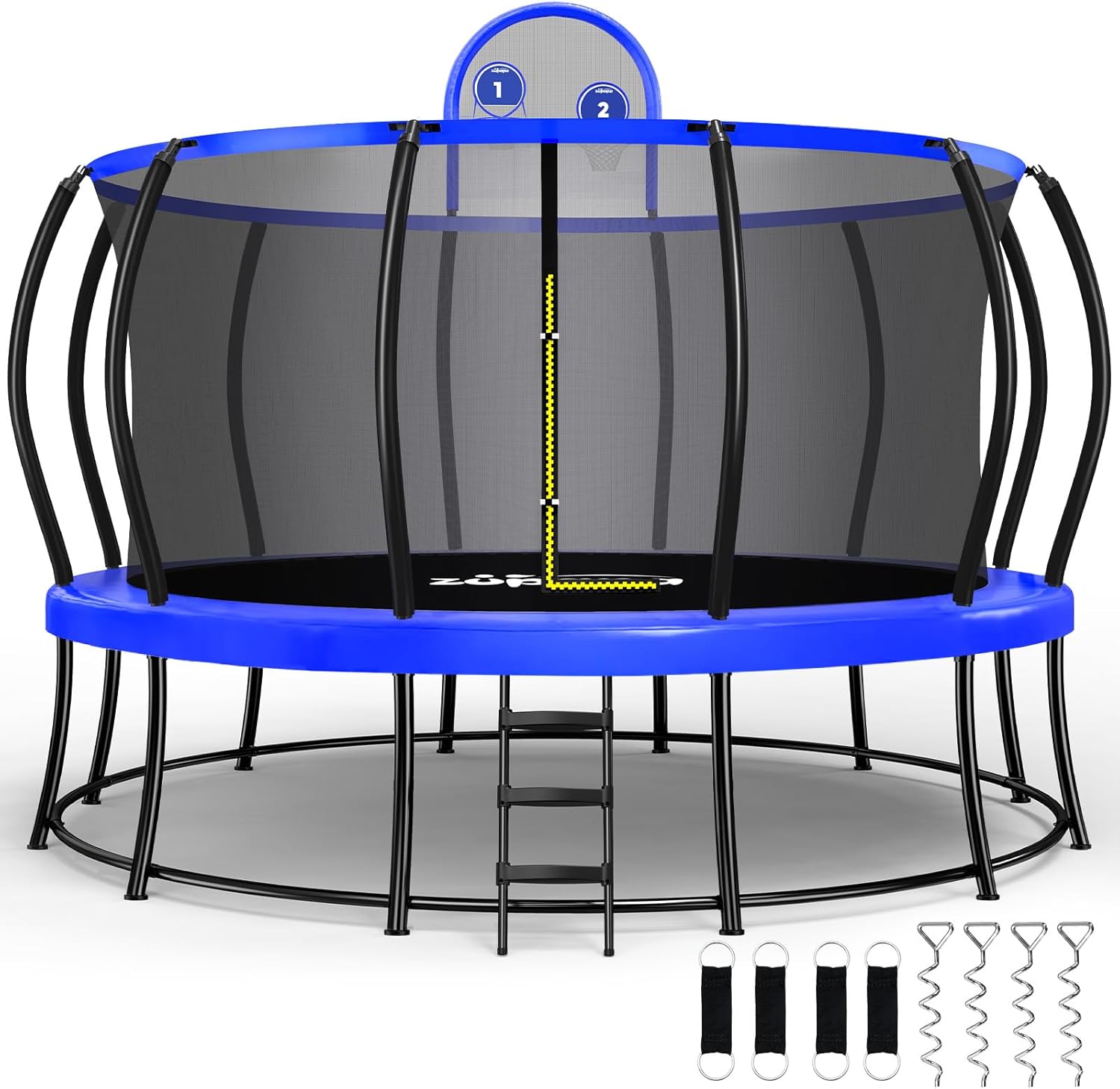 Zupapa 1800LBS Weight Capacity 2025 Double Frames Trampoline with No-Gap Design Curved Poles 16 15 - B0DFXYMNN9