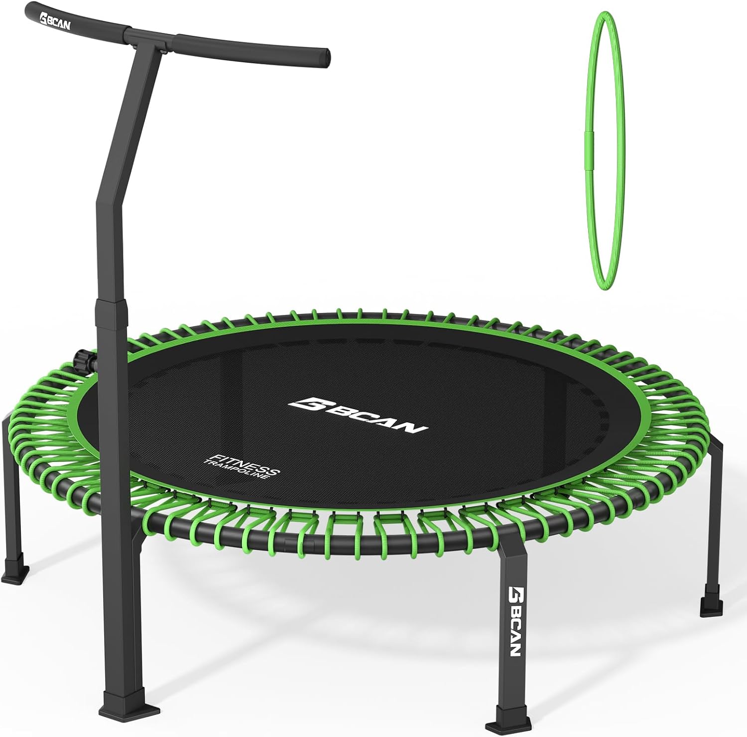BCAN 560 LBS Soft Land Mini Trampoline, 48" Fitness Trampoline, 1 Sets of Bungees, T - B0DKJSVHVJ