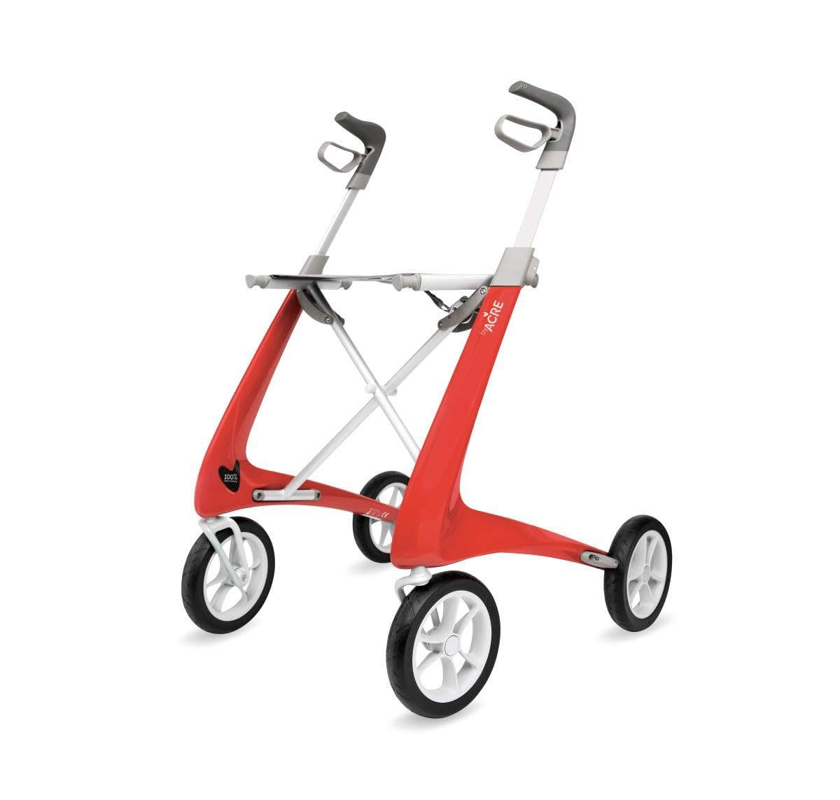 byACRE Carbon Ultralight Rollator Walker with Organizer Bag, Red, Regular Track - B08SFHH7LD