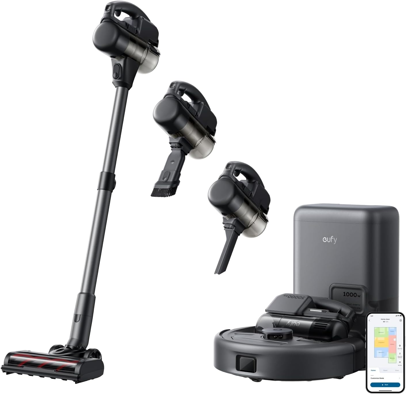 eufy Robot Vacuum 3-in-1 E20,with Versatile Stick and Handheld Vacuum Cleaner Combo,Self Emptying Up - B0DLK1748Y