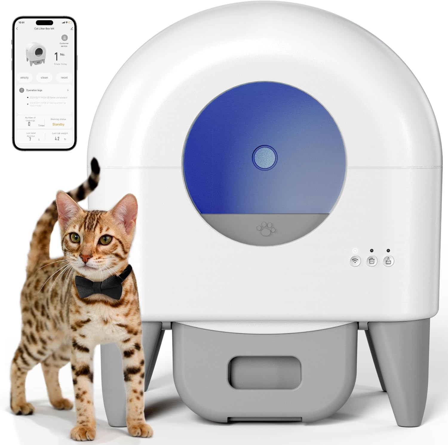 Fumoi Automatic Litter Box,95L Self Cleaning Litter Box Large Capacity for Multiple Cats, App-Contro - B0DNYXKWRV