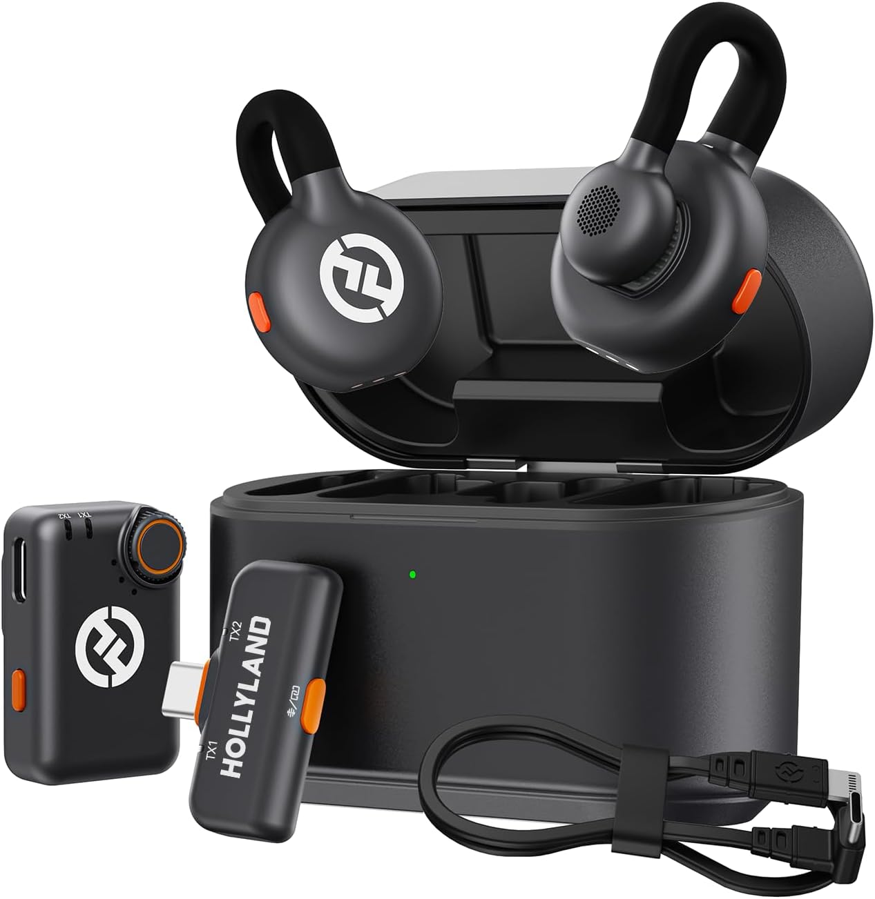 Hollyland Lark M2S Combo (Camera RX+USB-C RX+ Lightning Cable) Wireless Microphone for iPhone/Camera - B0DNQ95NKY