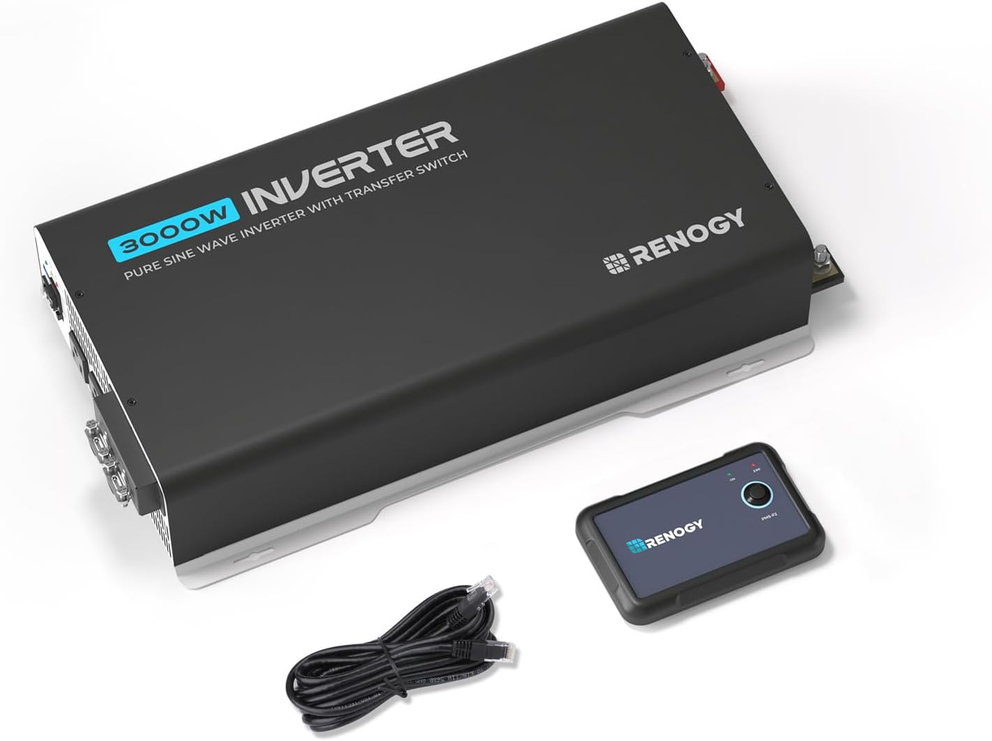 Renogy 12V 3000W Pure Sine Wave Inverter with Automatic UPS Transfer Switch and Built-in Bluetooth, - B0DL5KRBHL