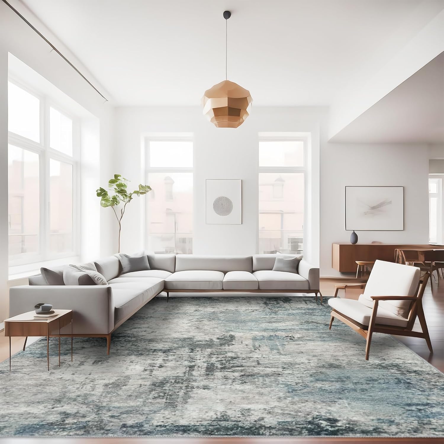 RUUGME Abstract 9x12 Washable Rug - Area Rugs for Living Room Waterproof Large Indoor Ultra - B0DBQ28V6P