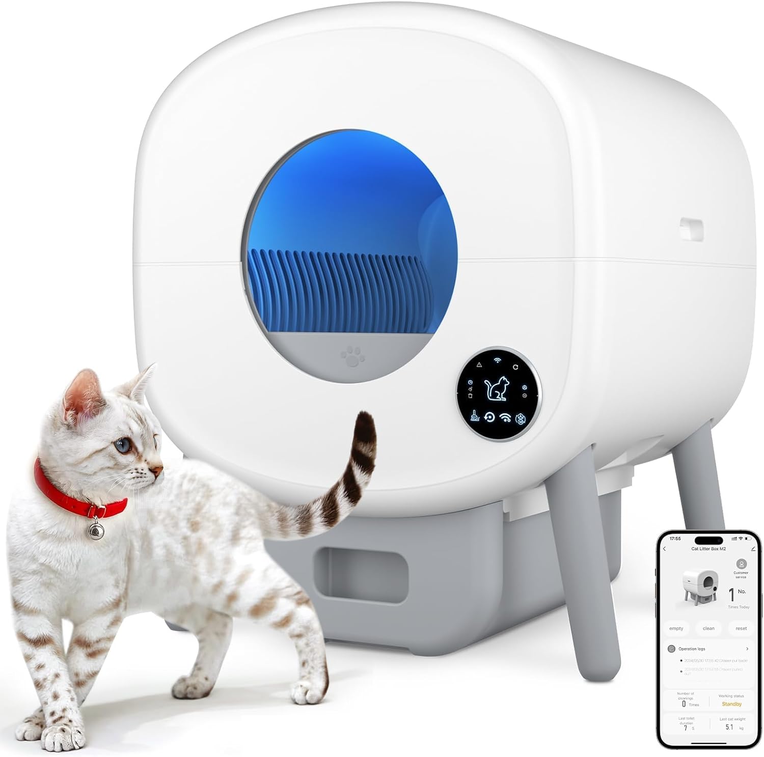 Cumrige Self Cleaning Litter Box, Large Capacity Automatic Cat Litter Box Self Cleaning for Cats, - B0DFM4Z71X