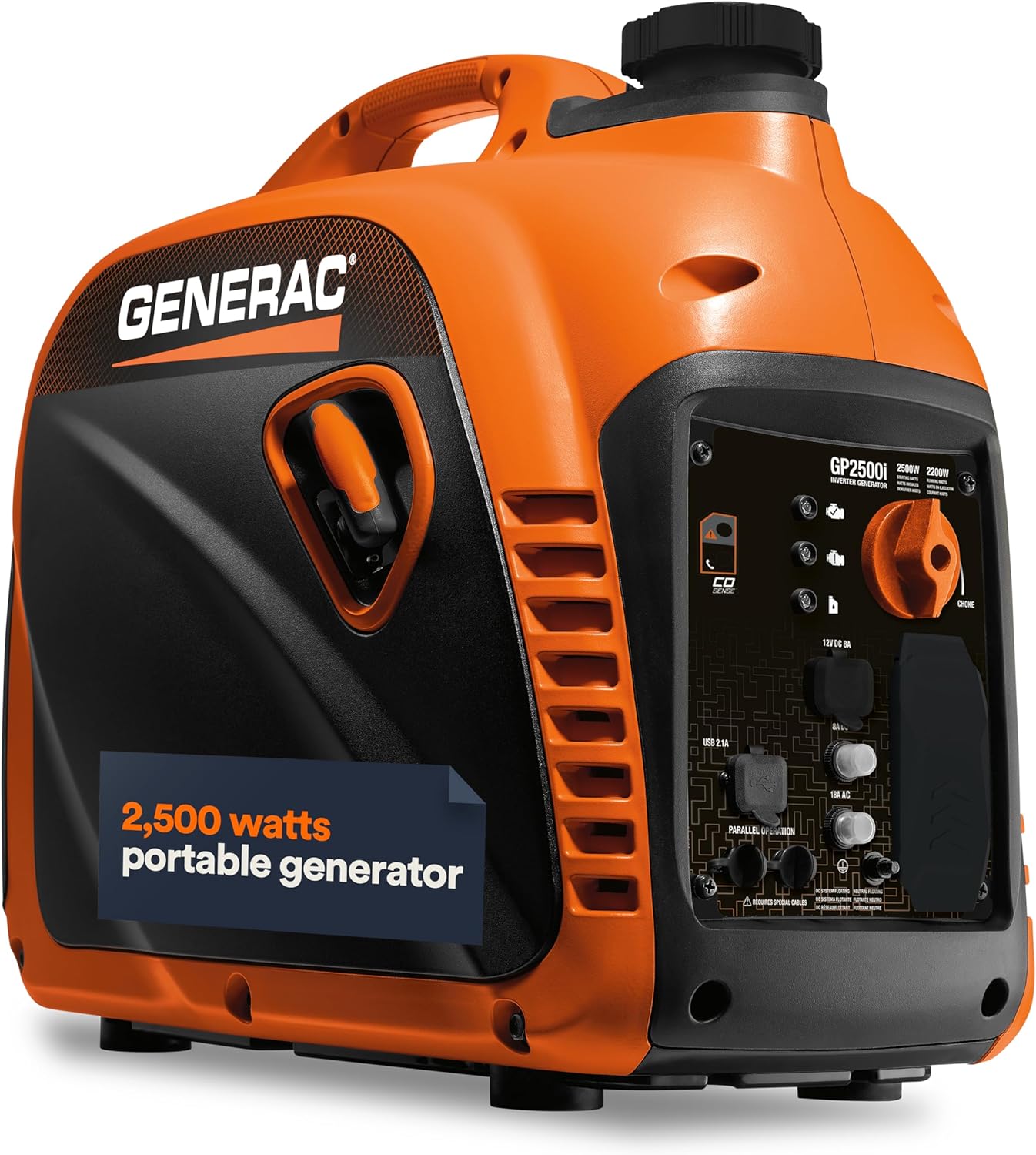 Generac 2,500-Watt Gas Powered Portable Inverter Generator - Compact and Lightweight Design - Produc - B0DD28FF4R