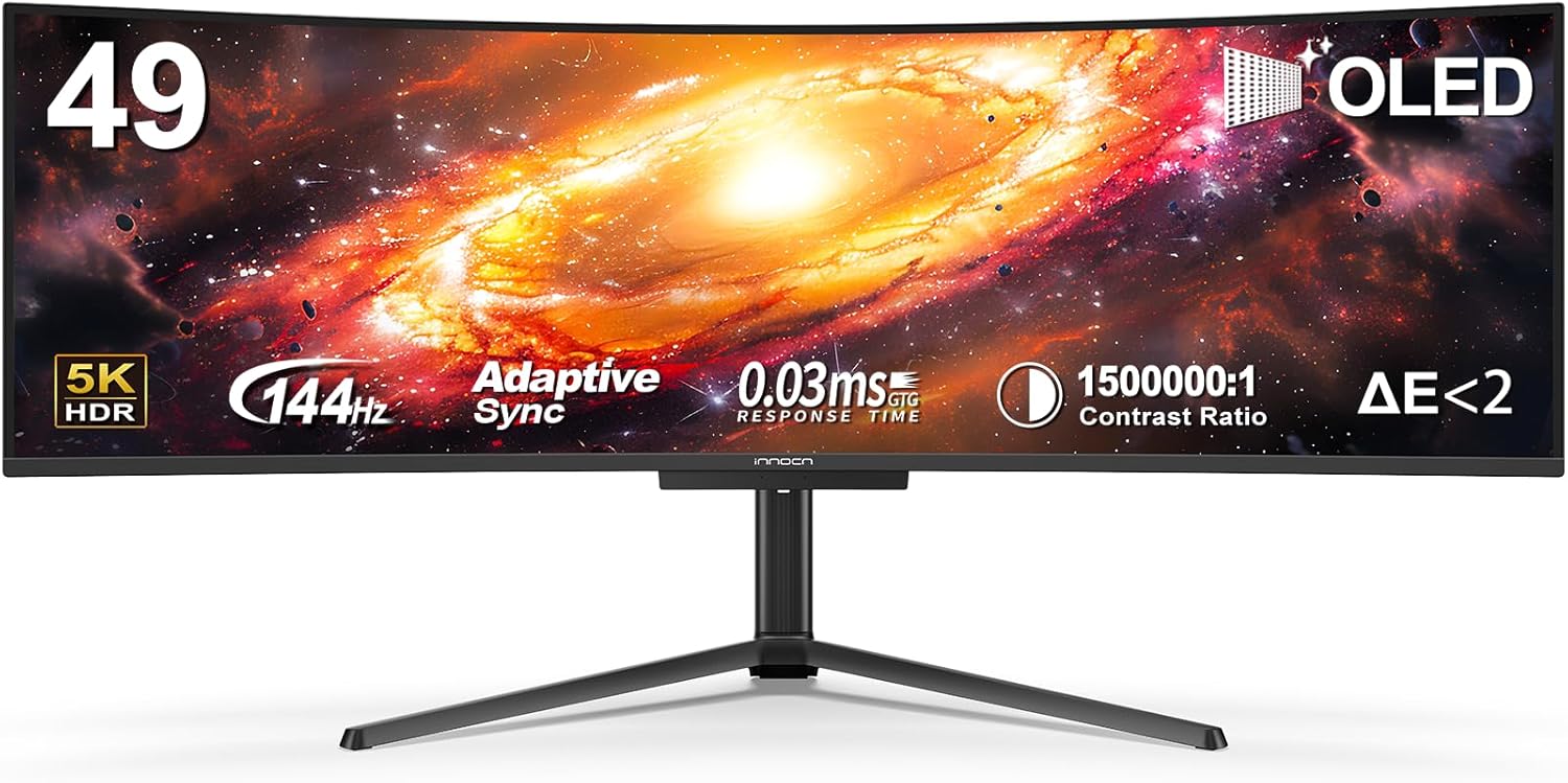 INNOCN 49" OLED Ultrawide Curved Gaming Monitor 5120 x 1440p 144Hz, 0.03ms, USB Type C - B0DD2ZB3DZ