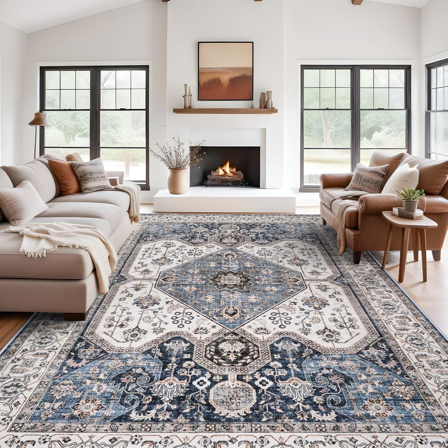 RUUGME Large 10x14 Area Rugs - Large Boho Rugs for Living Room Stain Resistant Carpet - B0DPVFS744