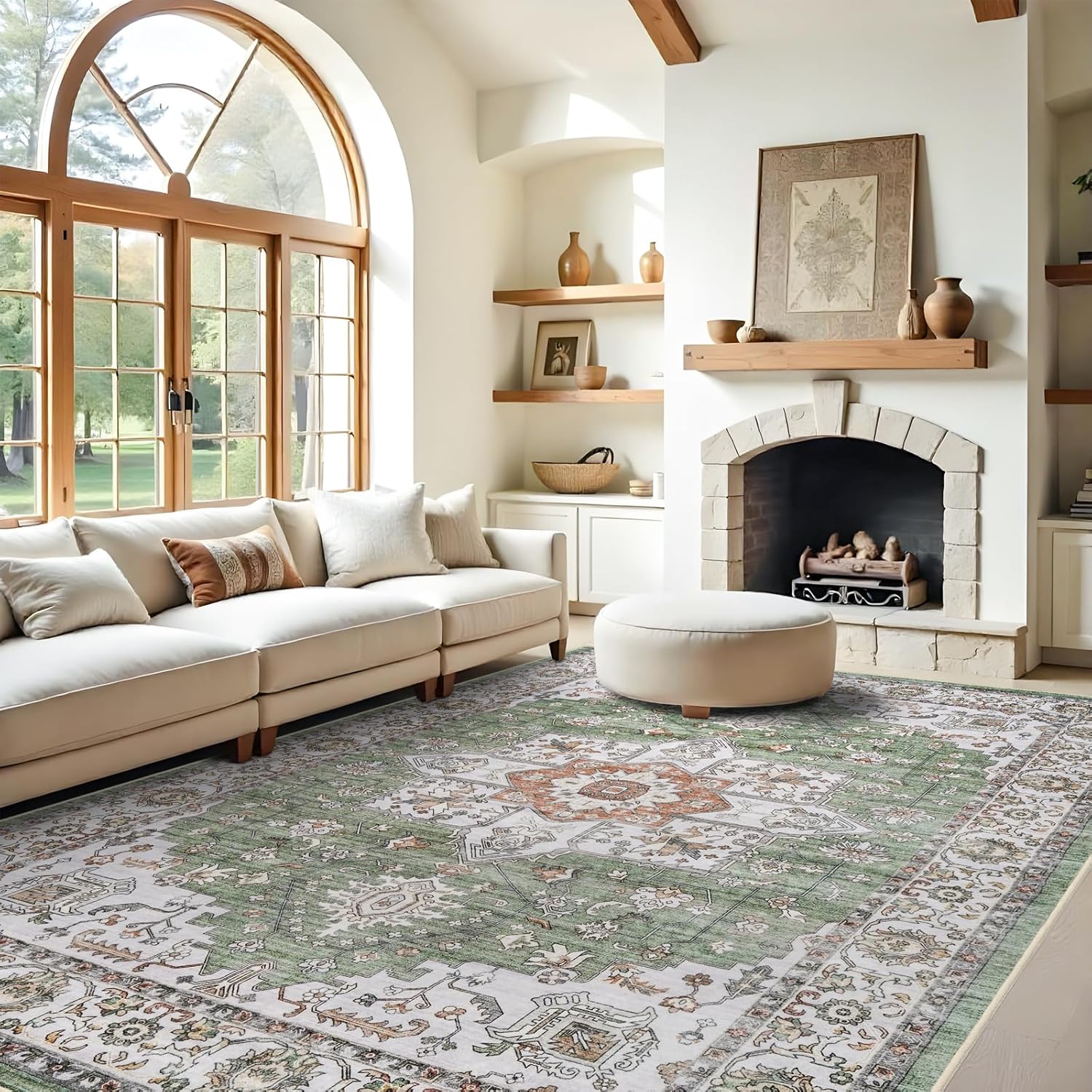 RUUGME Washable 9x12 Area Rugs - Large Boho Rugs for Living Room Kitchen Stain Resistant - B0DPKF7ZS7