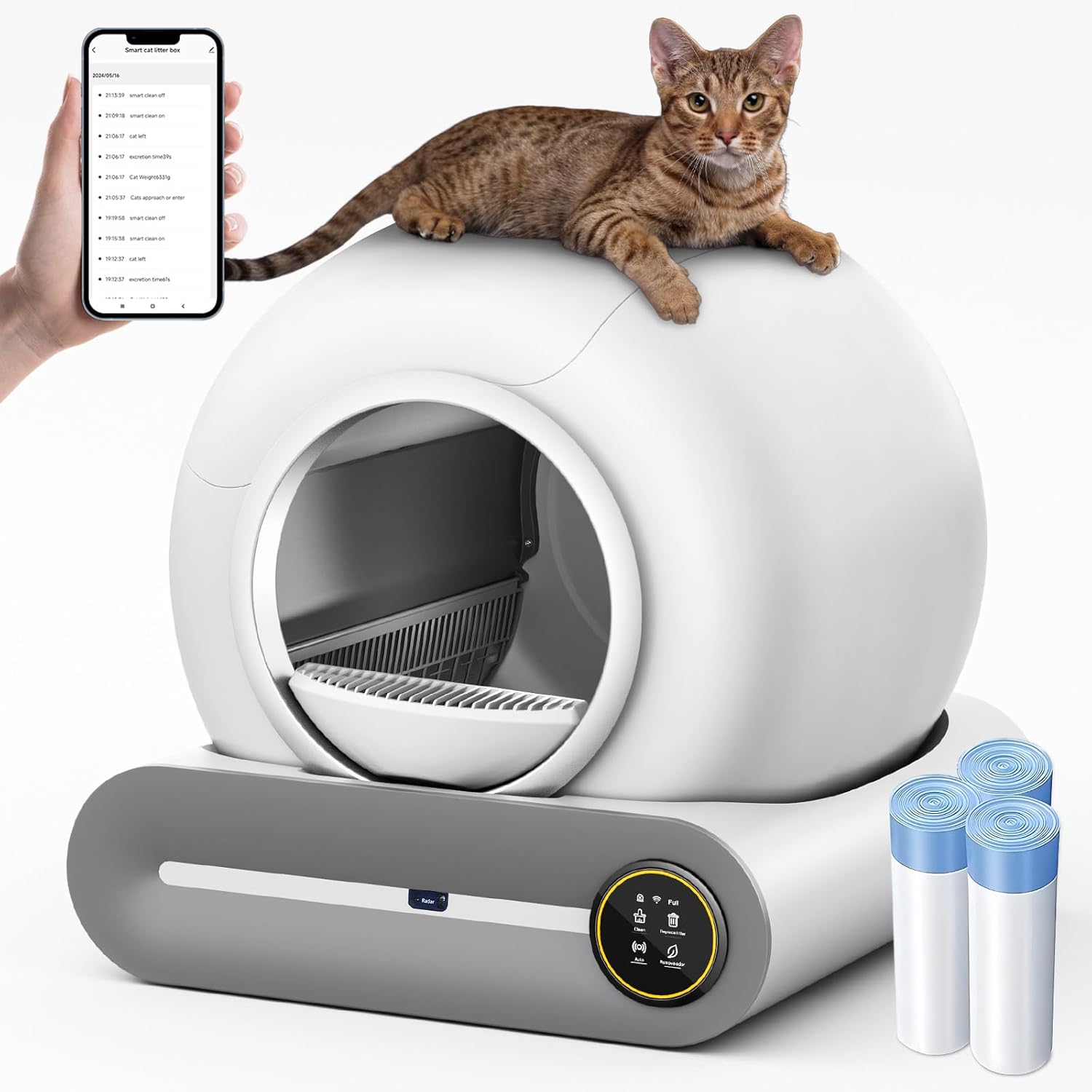 SUW Self Cleaning Litter Box, Automatic Cat Litter Box Self Cleaning for Multiple Cats, 65L+9L - B0DP6YJYZH