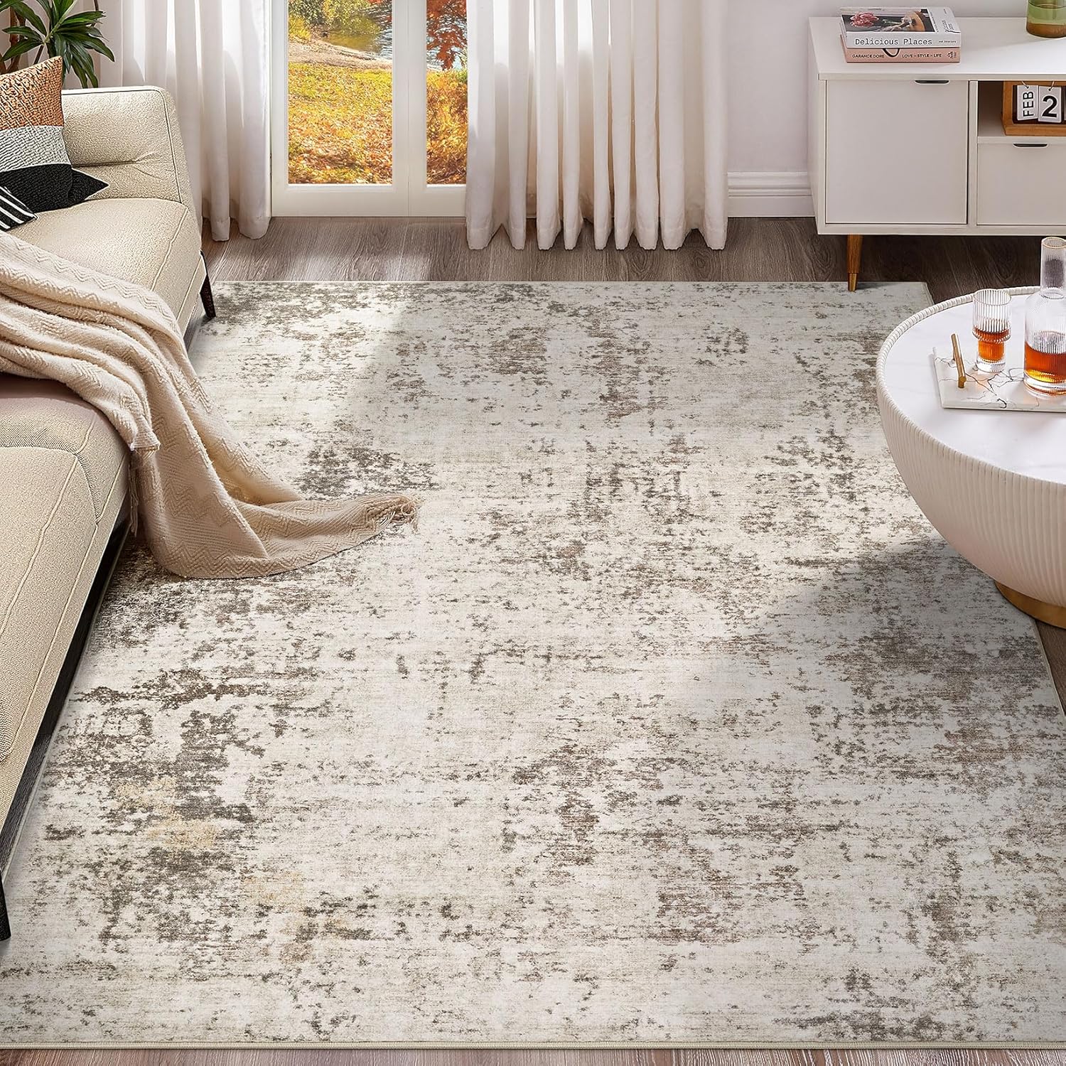 UERMEI 10x12 Area Rug Living Room Rugs - Washable Neutral Modern Abstract Soft Thin Large - B0DF2T5QS6