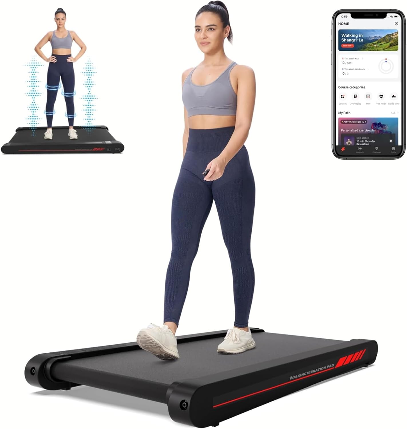 Walking Pad Treadmill with APP, 3 in 1 Under Desk Treadmill, 2.5HP Low Noise Walking - B0DFM5VSWF