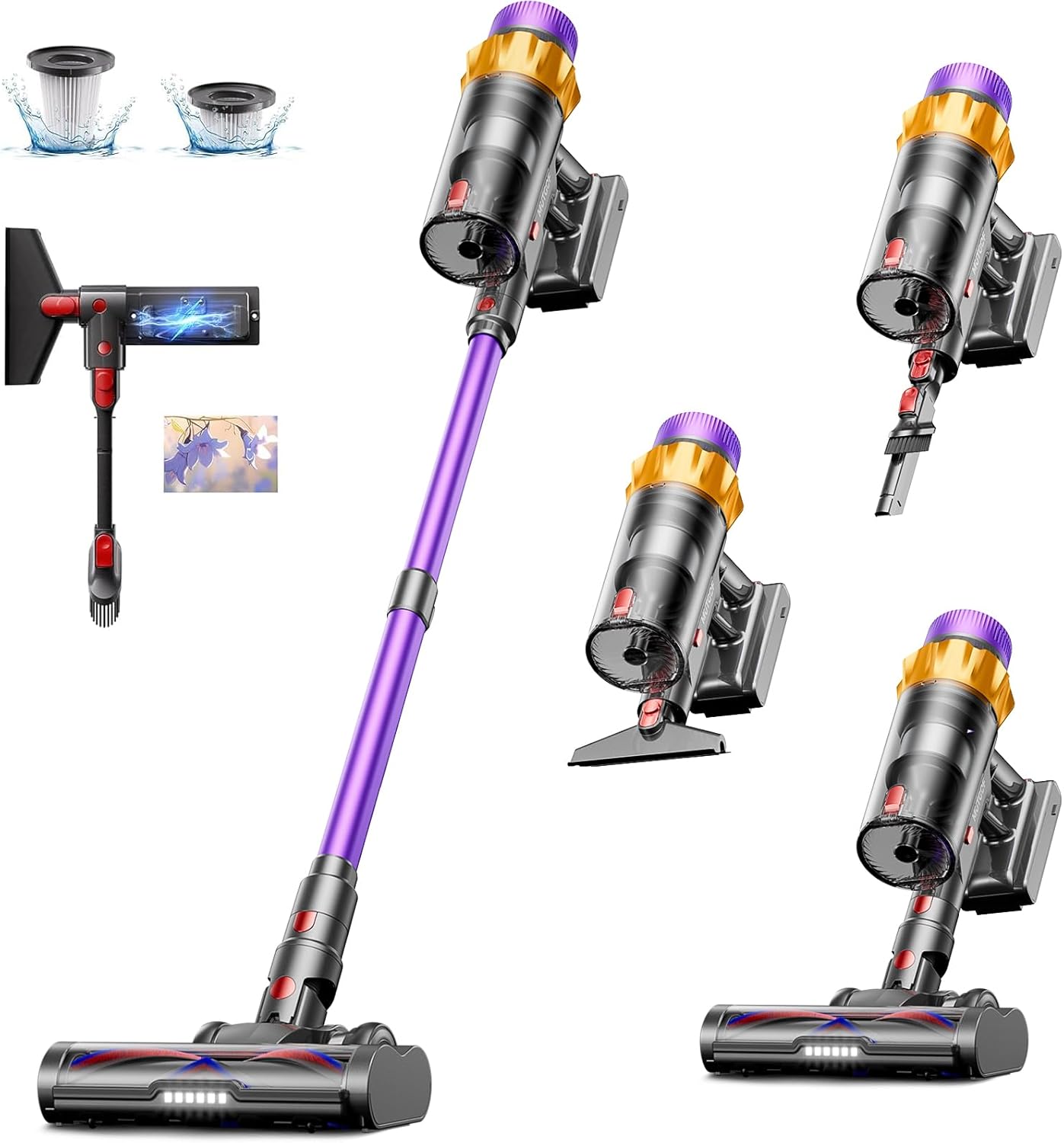 Cordless Vacuum Cleaner, 550W 45KPA 70 Mins Vacuum Cleaners for Home, Self-Standing Cordless Vacuum - B0DRNZ1JSY
