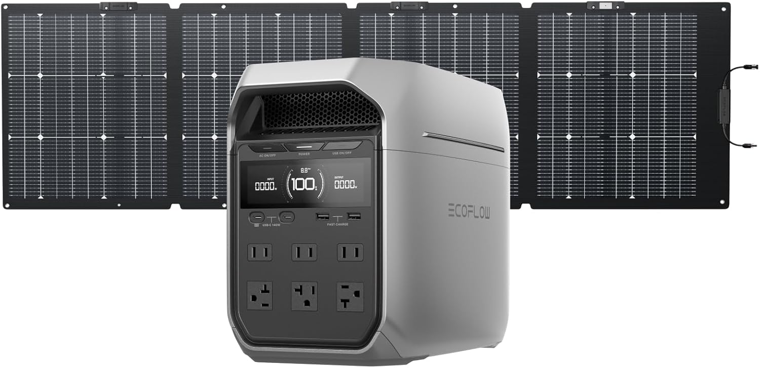 EF ECOFLOW Solar Generator Delta 3 Plus with 220W Bifacial Solar Panel, 1000W Solar Input, - B0DR7ZDMS6