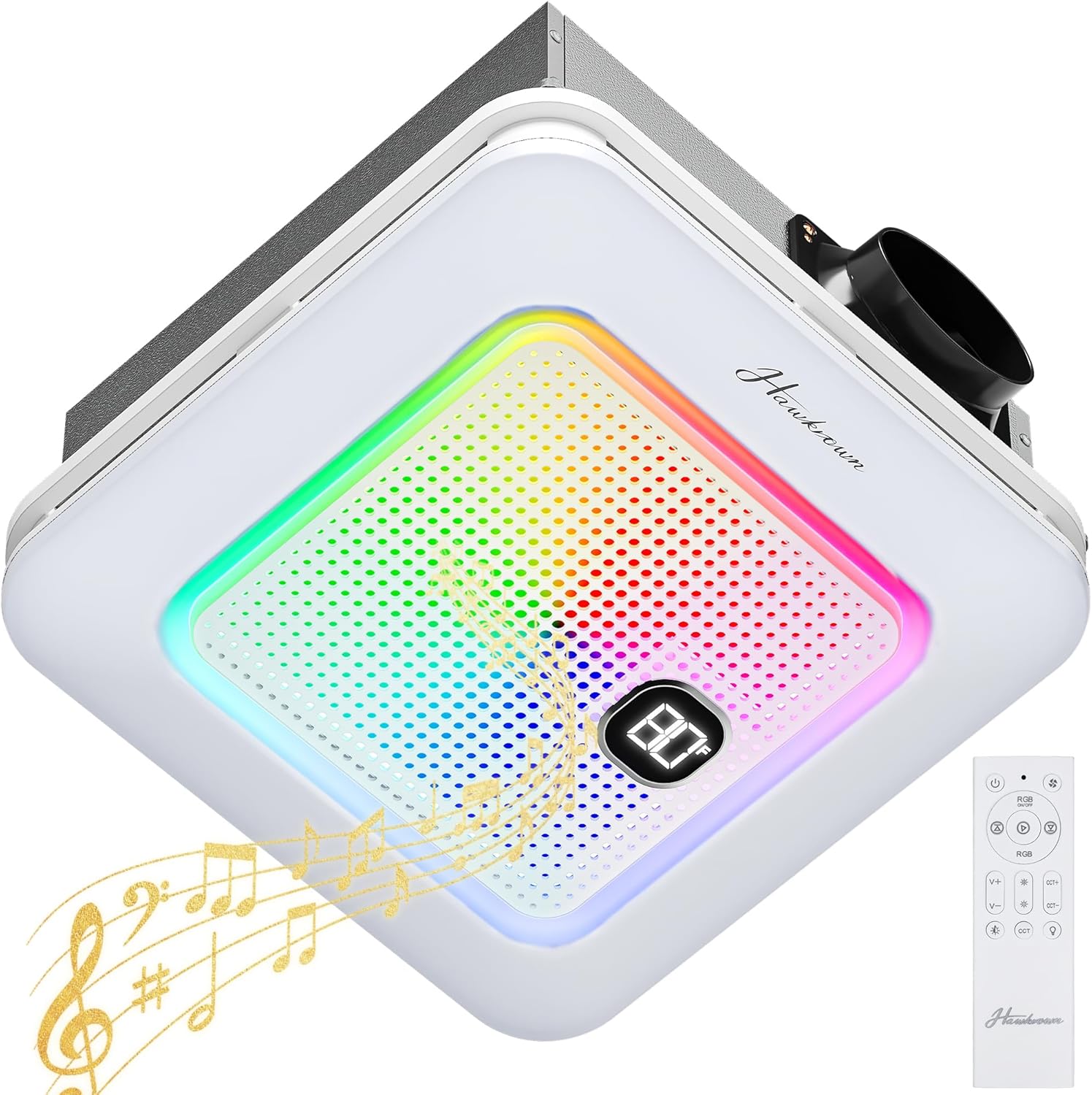 HAWKROWN Bathroom Exhaust Fan with Bluetooth Speaker, 230 CFM 1.0 Sone Bathroom Exhaust Fan with - B0DQB3F5MT