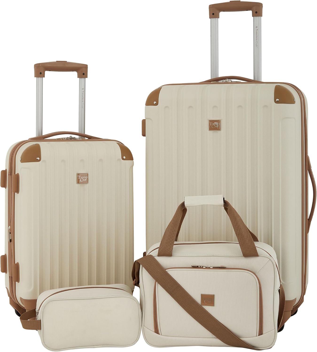 Travelers Club Midtown Hardside Luggage Travel, Vanilla, 4-Piece Set - B0DSGLY69C