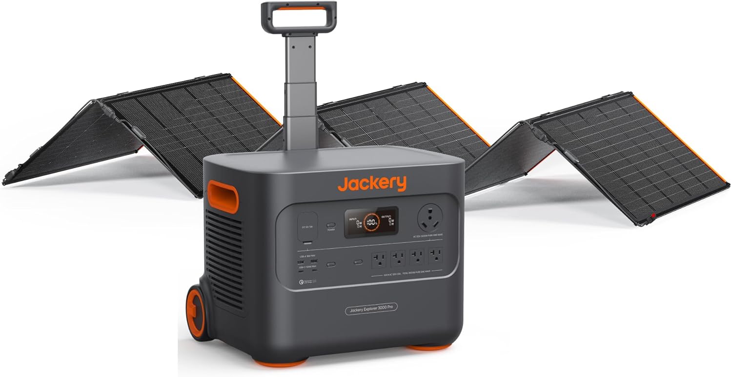Jackery Solar Generator 3000 PRO 500WX, 3024Wh Power Station with 500W Solar Panels, Fast Charging - B0DZHK1D2P