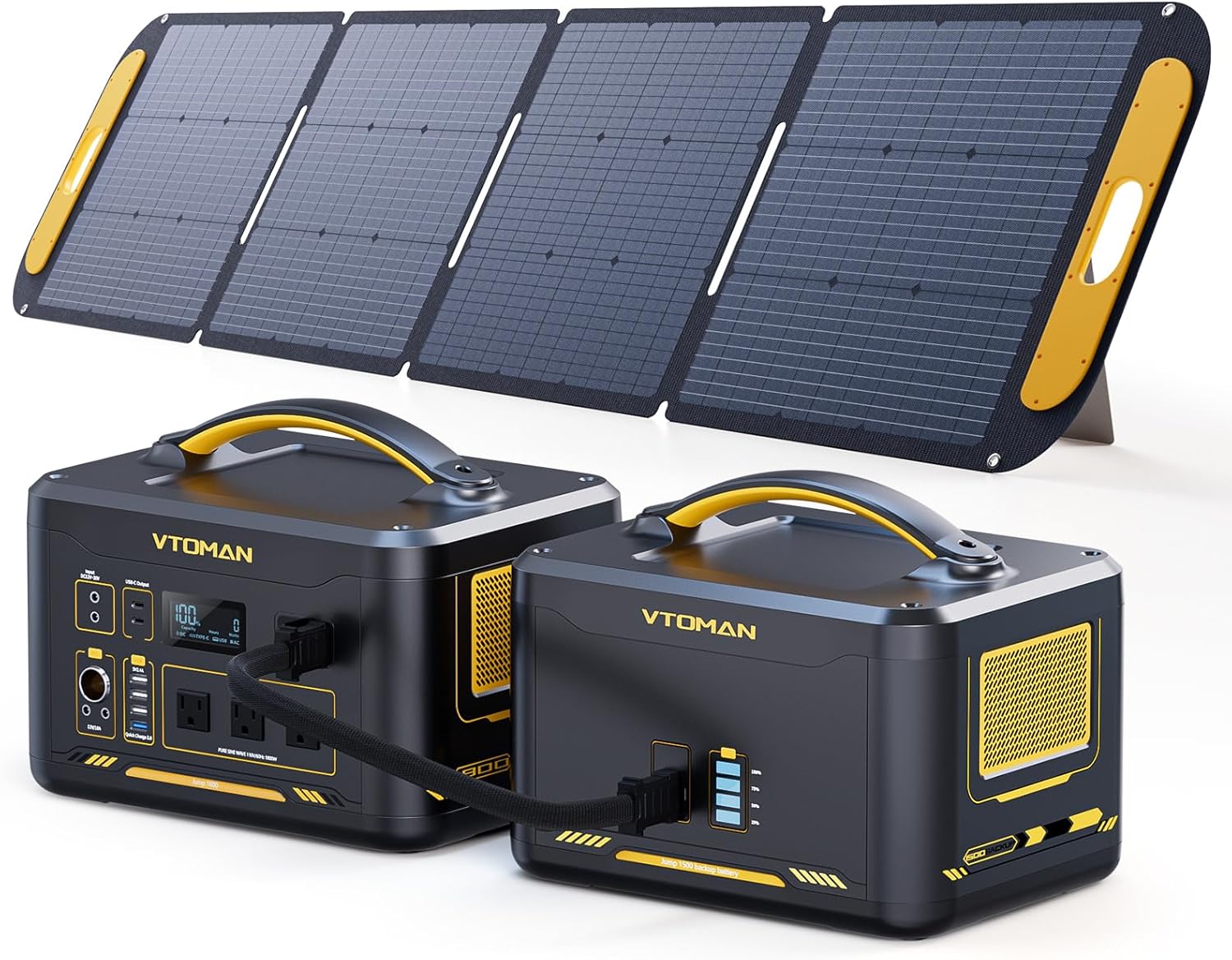 Vtoman 3096Wh Solar Generator with 200W Solar Panel & Extra Battery Included, 1800W (Peak 3600W) - B0DYD8RVJ8
