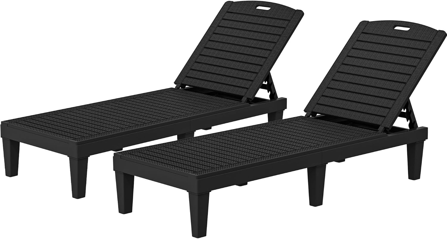 YITAHOME Outdoor Chaise Lounge Chair, Plastic Pool Chaise Lounge with Cushions & 5-Position Backrest - B0DTYSYF3Q