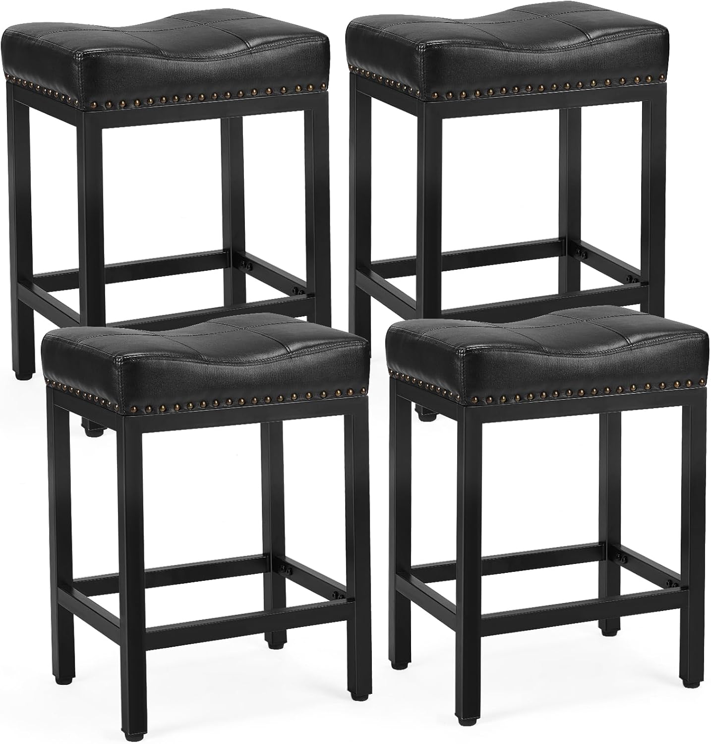 DUMOS Bar Stools Set of 4, 24 inch Counter Height Saddle Stools, Upholstered Modern Kitchen - B0F1MYKNZG