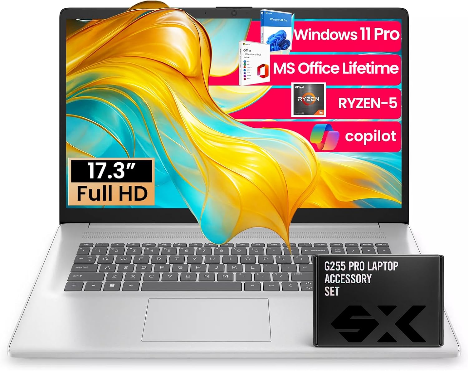 HP 17 inch Laptop for Business and Students, 17.3" FHD, AMD Ryzen 5 (Beats i7-1165G7), - B0F3C9ML28